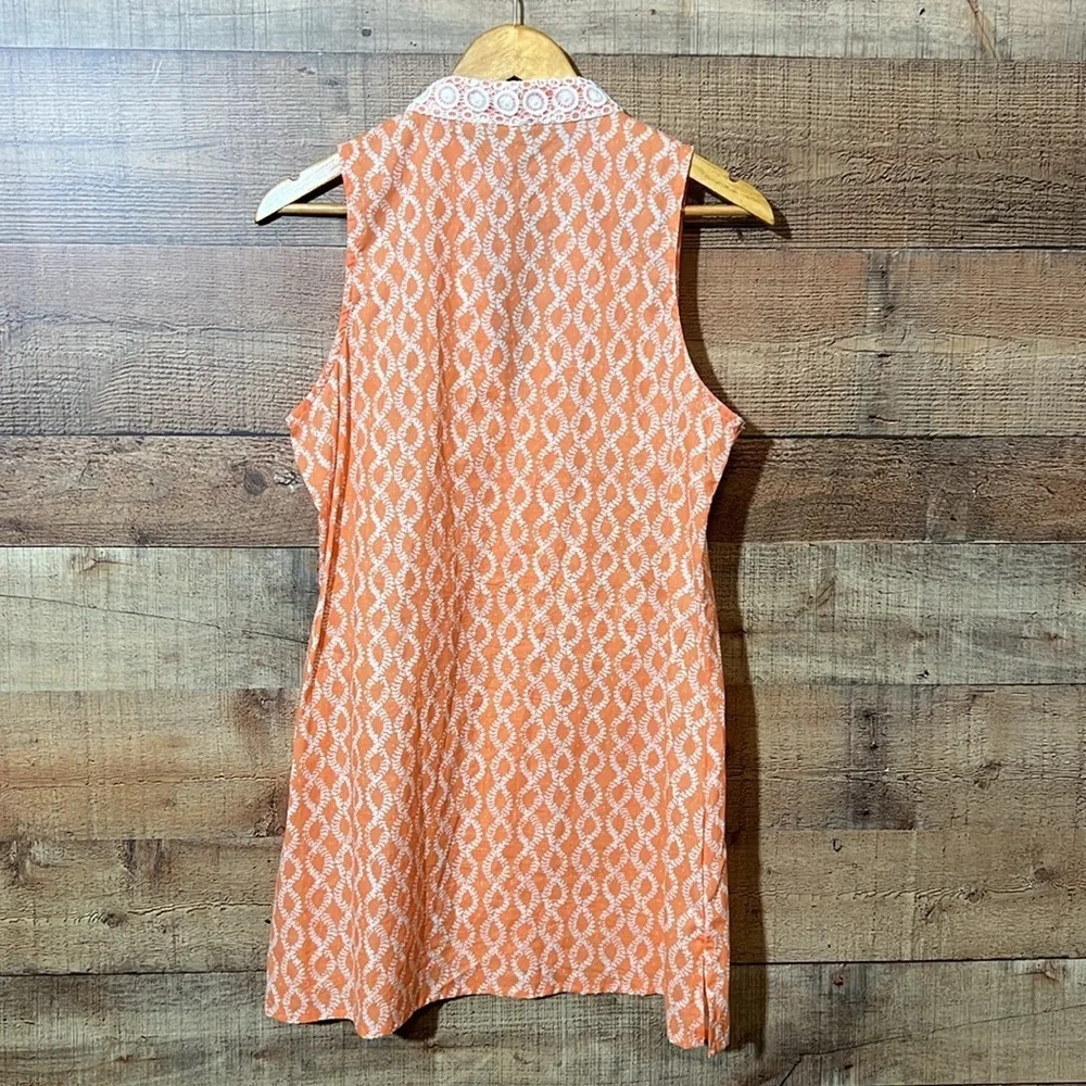 🌻 ROCK FLOWER PAPER sz M Orange Sherbet and white Lace Trim Sleeveless Dress - Picture 2 of 7